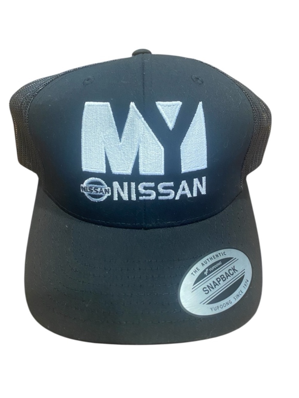 🌸Yupoong The Classics Nissan Trucker Hat Cap Black Mesh Snapback Adjustable